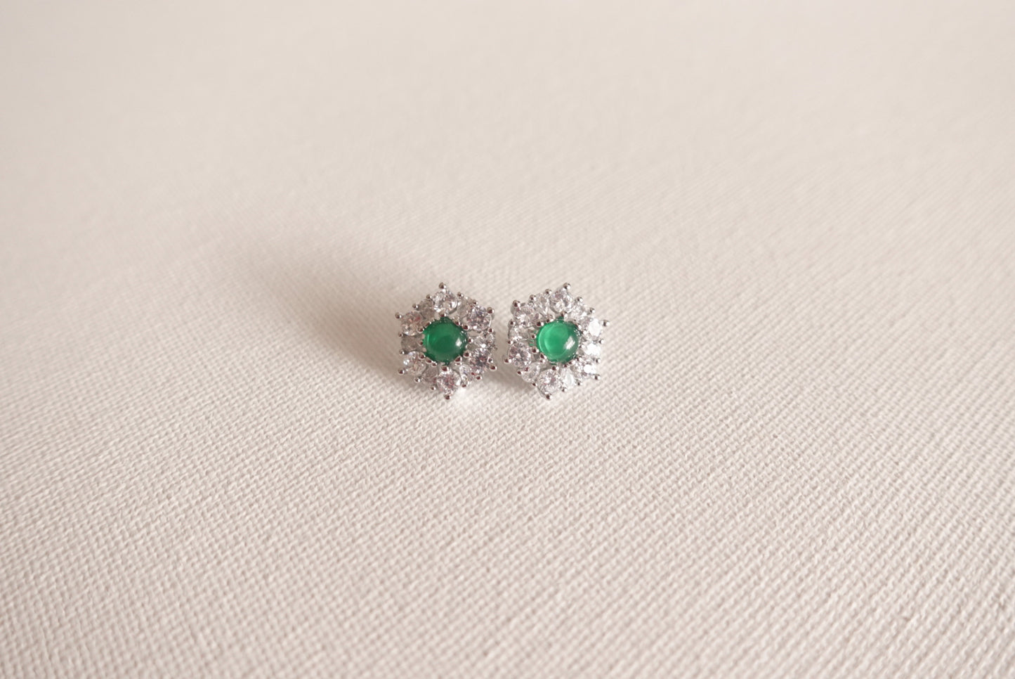E2183 | Type A Green Cabochon Jade Earrings