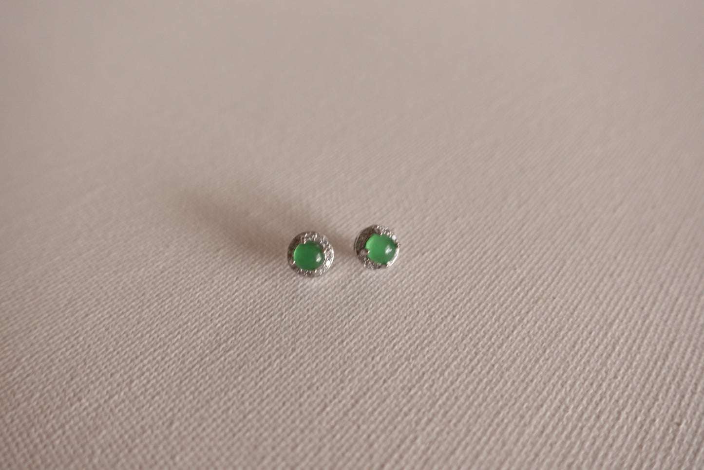 E2075 | Type A Green Cabochon Jade Earrings