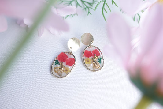 RE1416 | Easter Bunny Garden Real Flower Earrings