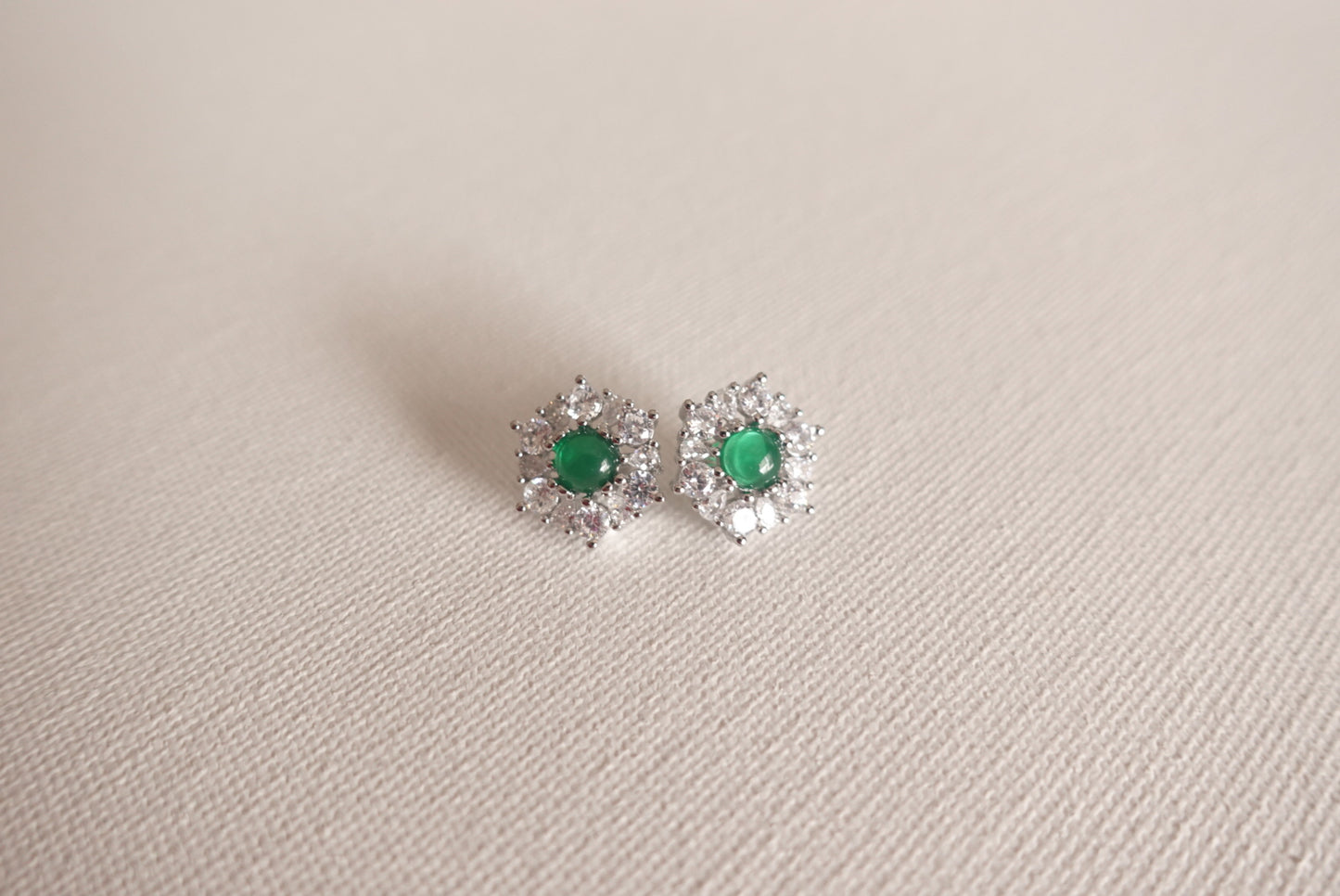 E2183 | Type A Green Cabochon Jade Earrings
