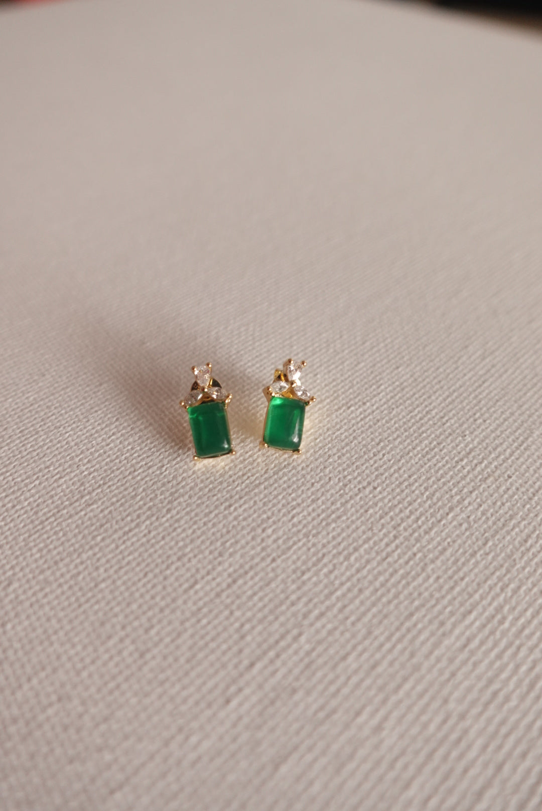 E2186 | Type A Green Cabochon Jade Earrings