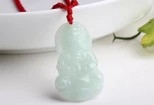 N0153 | Type A Translucent Green Jade Guan Yin Pendant