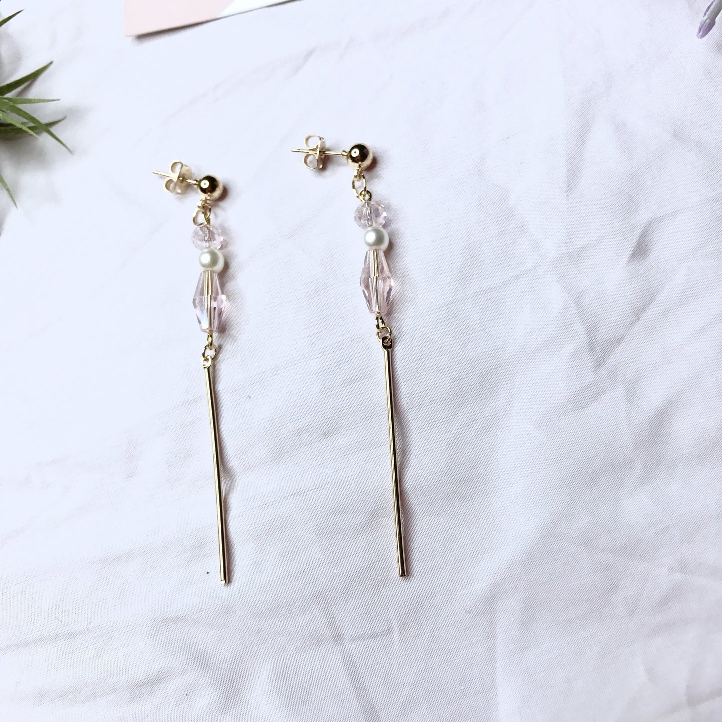 Rose Crystal Xane Long Earrings